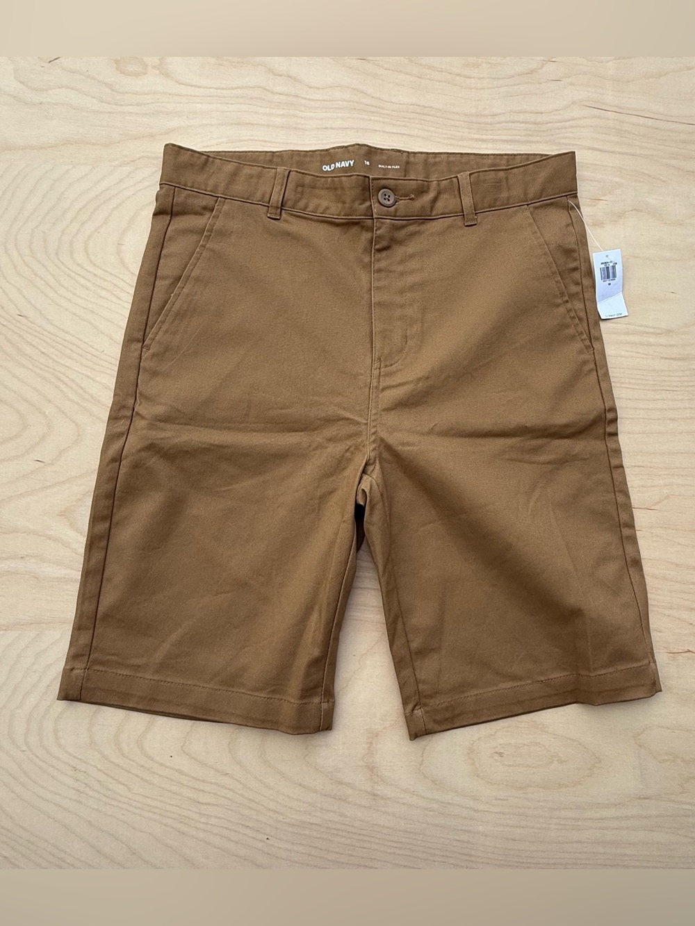 Old Navy Boys Uniform Shorts Brown Twill Knee Length size 16 NWT